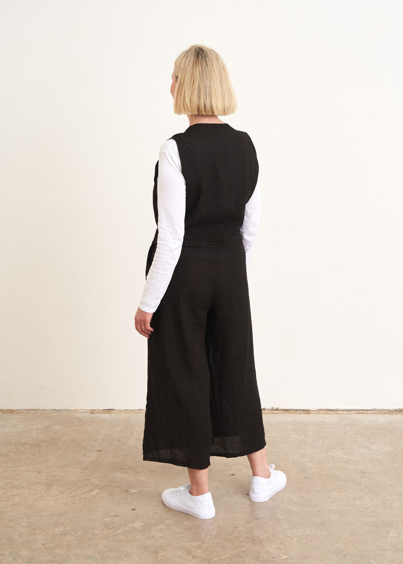 Black linen waistcoat