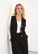 Black linen waistcoat