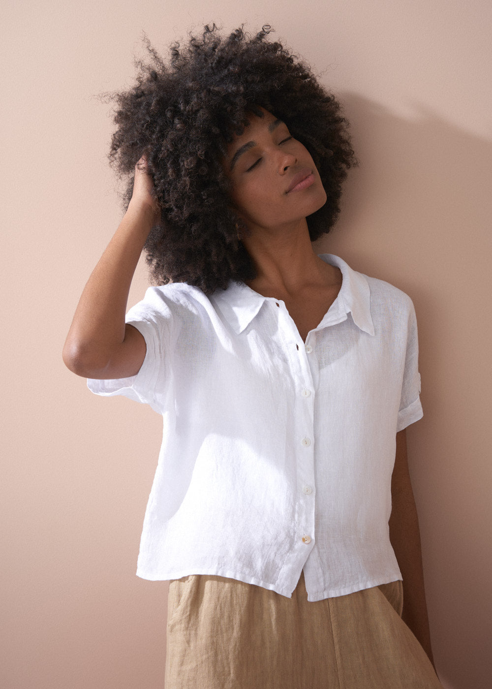Lois Linen Shirt - White | Tops & Blouses | BUSBY & FOX