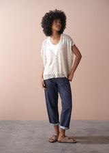 Sheer fine knit woven cardigan