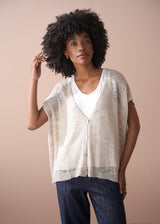 Sheer fine knit woven cardigan