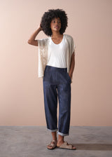 Sheer fine knit woven cardigan