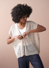 Sheer fine knit woven cardigan