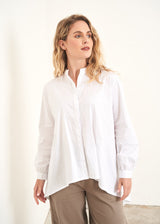 White crispy cotton swing shirt