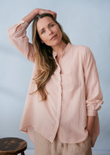 Soft blush waffle texture swing shirt