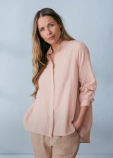 Soft blush waffle texture swing shirt