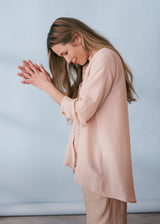 Soft blush waffle texture swing shirt
