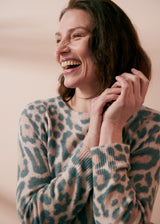 Soft brushed leopard fine knit sweater