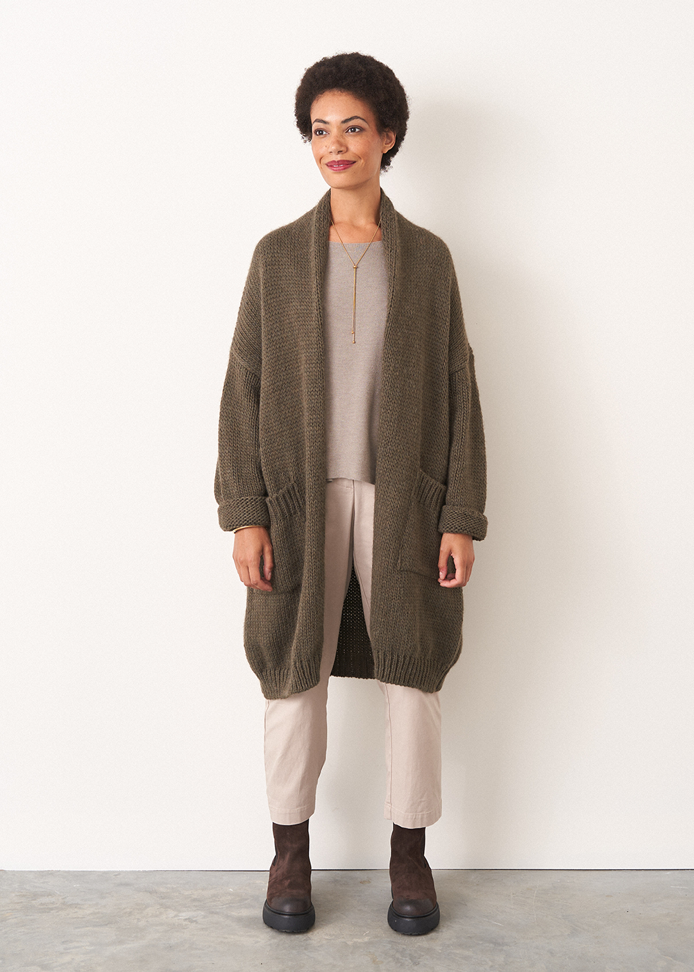 Maya Chunky Knit Cardigan Knitwear BUSBY FOX