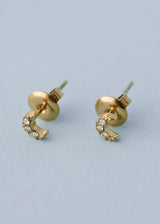 small moon stud earrings with crystal detail