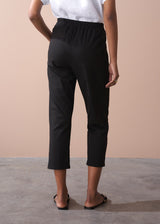 Black cotton tapered trousers