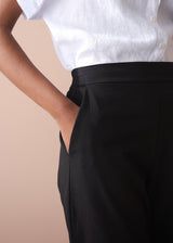 Black cotton tapered trousers