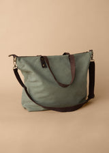Khaki green canvas weekend bag