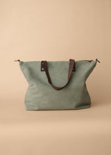 Khaki green canvas weekend bag