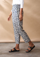 Light grey slim fit leopard trousers