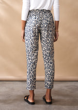 Light grey slim fit leopard trousers