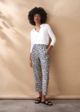 Light grey slim fit leopard trousers