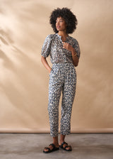 Light grey slim fit leopard trousers