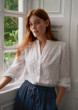 RILEY BRODERIE SHIRT - WHITE