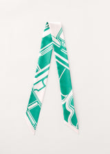 Green white abstract print neck tie