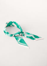 Green white abstract print neck tie