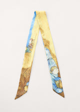 Harvest scene yellow satin scarf