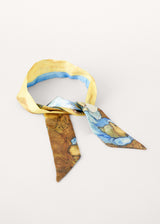 Harvest scene yellow satin scarf