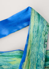 Green meadow print neck scarf