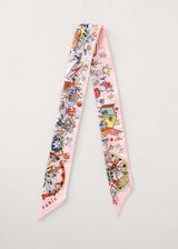 Pale pink illustrated neck tie