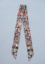 Portrait print satin neck tie