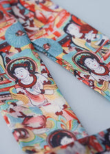 Portrait print satin neck tie