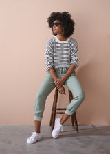 Light knit stripe sweater with crew neck