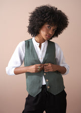 Green button up waistcoat