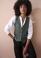 Green button up waistcoat