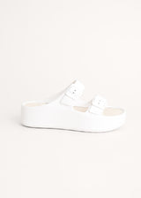 White platform slide sandals