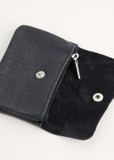Black metallic leather purse