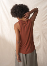 Soft rust brown jersey vest top