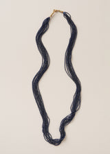 Navy beaded multistrand necklace