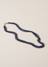 Navy beaded multistrand necklace