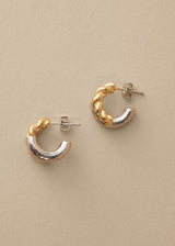 Mixed metal twisted hoop earrings