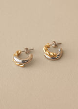 Mixed metal twisted hoop earrings