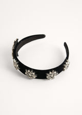 Black crystal velvet headband