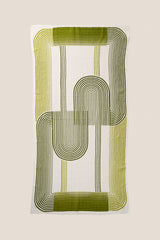 Waffle beach towel with white and green pattern