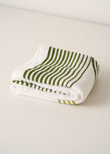 Waffle beach towel with white and green pattern