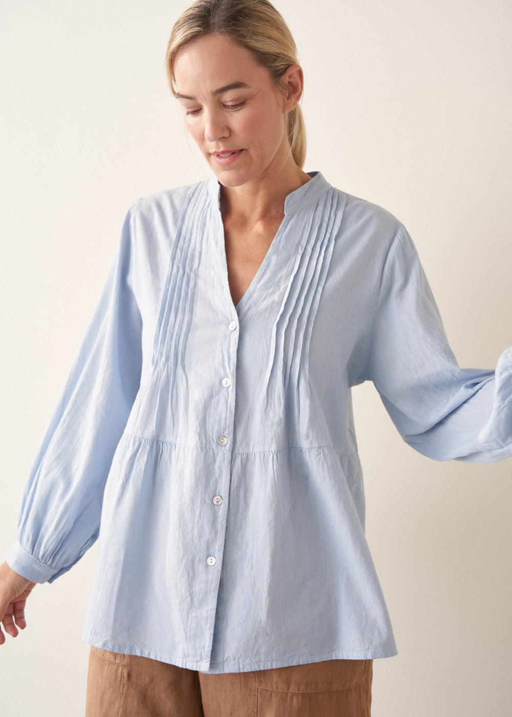 Dylan Pintuck Shirt - Blue | Tops & Blouses – Busby & Fox