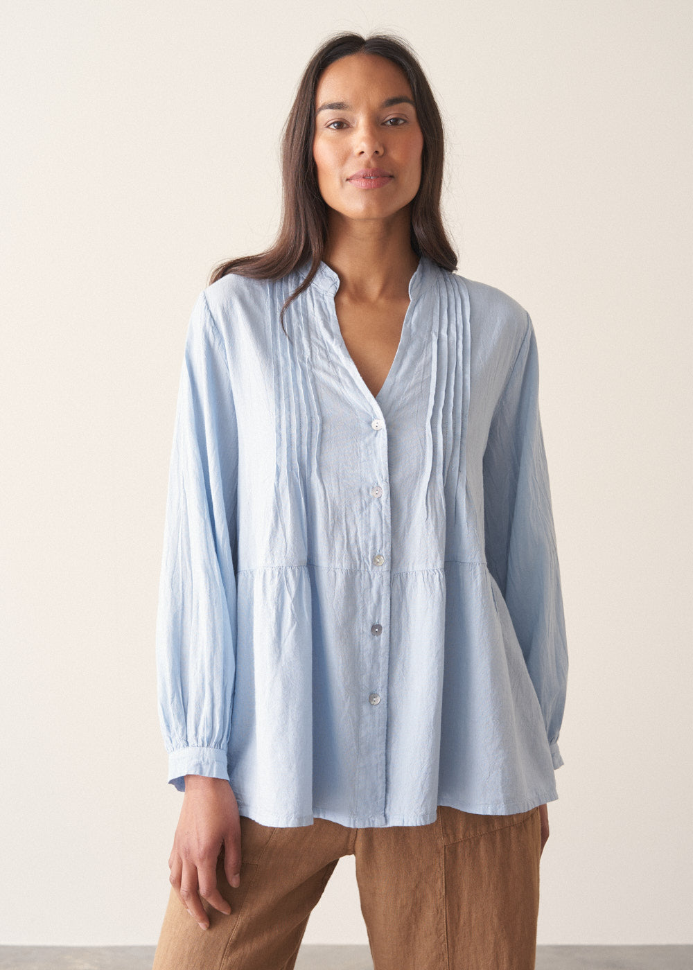 Dylan Pintuck Shirt - Blue | Tops & Blouses – Busby & Fox