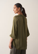 Khaki green satin shirt