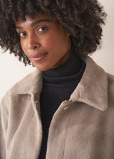 HARPER FAUX FUR COAT - GREIGE