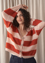 HARRY STRIPE CARDIGAN - RED