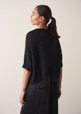 Black short sleeve sweater with sparkle detail